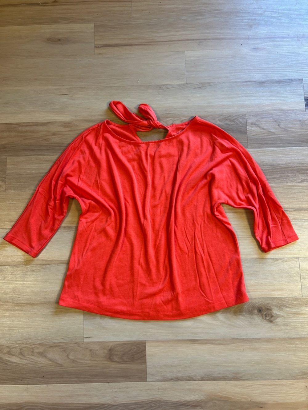 LOFT Orange-Red Tie-Back Short Sleeve Top
